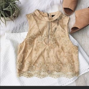 Champagne embellished crop top